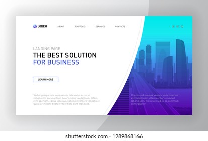 Landing page template for business. Modern web page design concept layout for website. Vector illustration. Brochure cover, banner, slide.