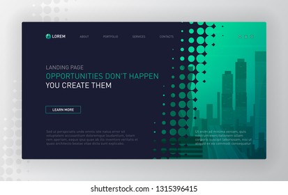 Landing page template for business. Modern web page design concept layout for website. Vector illustration. Brochure cover, web banner, website slide.