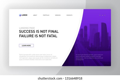 Landing page template for business. Modern web page design concept layout for website. Vector illustration. Brochure cover, banner, slide.