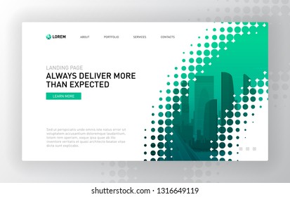 Landing page template for business. Modern web page design concept layout for website. Vector illustration. Brochure cover, web banner, website slide.