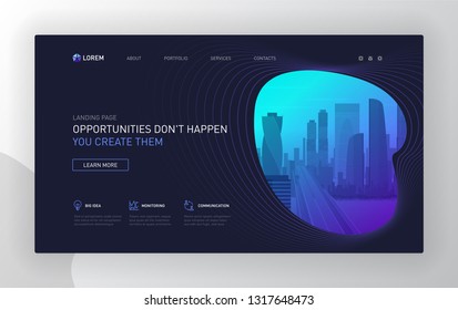 Landing page template for business. Modern web page design concept layout for website. Vector illustration. Brochure cover, banner, slide.