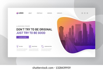 Landing page template for business. Modern web page design concept layout for website. Vector illustration. Brochure cover, banner, slide.