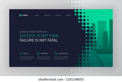 Landing page template for business. Modern web page design concept layout for website. Vector illustration. Brochure cover, web banner, website slide.