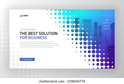 Landing page template for business. Modern web page design concept layout for website. Vector illustration. Brochure cover, web banner, website slide.