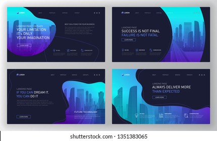 Landing page template for business. Modern web page design concept layout for website. Vector illustration. Brochure cover, website banner, slide, presentation template.