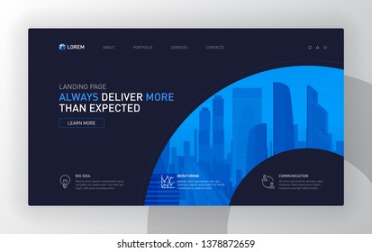 Landing page template for business. Modern web page design concept layout for website. Vector illustration.