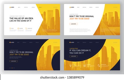 Landing page template for business. Modern web page design concept layout for website. Vector illustration. Brochure cover, banner, slide.