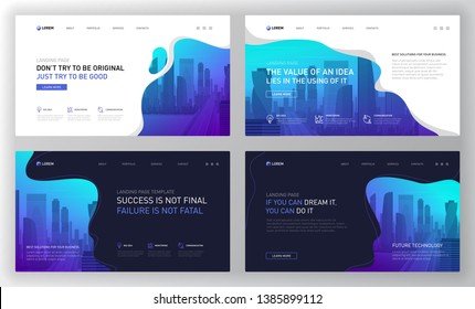 Landing page template for business. Modern web page design concept layout for website. Vector illustration. Brochure cover, banner, slide.