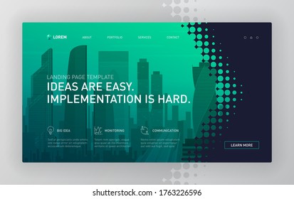 Landing page template for business. Modern web page design concept layout for website. Vector illustration. Brochure cover, web banner, website slide, presentation template.