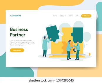Landing page template of Business Partner Illustration Concept. Modern Flat design concept of web page design for website and mobile website.Vector illustration