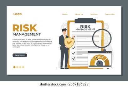 Landing page template for business risk management assessment, designed to evaluate, mitigate, and optimize risk strategies