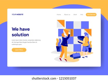 Landing page template of Business Solution Concept. Modern flat design concept of web page design for website and mobile website.Vector illustration