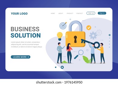 Landing page template business solution vector flat design