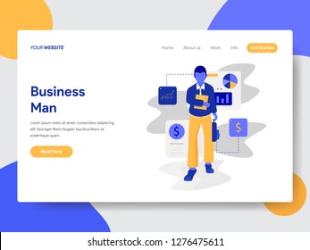 Landing page template of Businessman Concept. Modern flat design concept of web page design for website and mobile website.Vector illustration