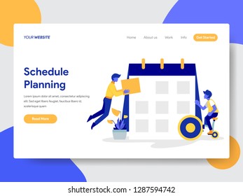 Landing page template of Businessman doing Schedule Planning Illustration Concept. Modern flat design concept of web page design for website and mobile website.Vector illustration