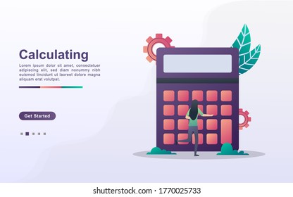 Landing page template of calculating in gradient effect style