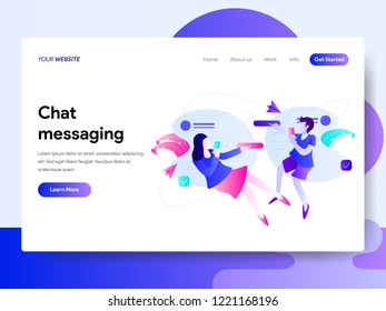 Landing page template of Chat Messaging Concept. Modern flat design concept of web page design for website and mobile website.Vector illustration
