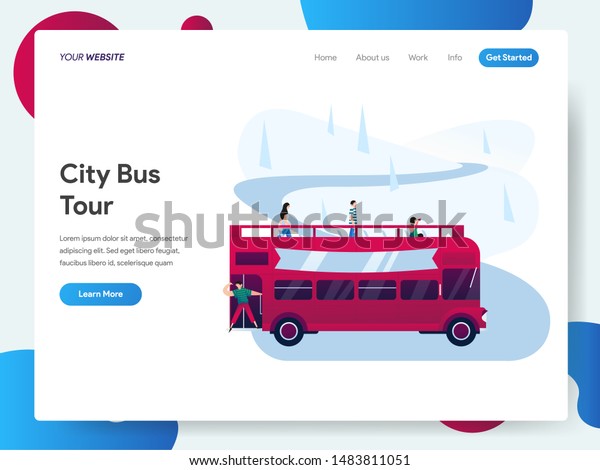 Landing page template of City Bus\
Tour Illustration Concept. Modern design concept of web page design\
for website and mobile website.Vector illustration EPS\
10