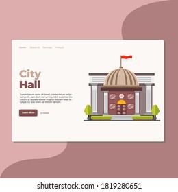 Landing page template of City Hall. Modern flat design concept of web page design for website and mobile website. Easy to edit and customize. Vector Illustration