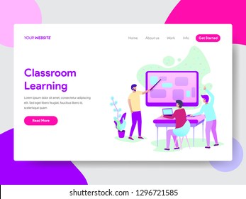 Landing page template of Classroom Learning Method Illustration  Concept. Modern flat design concept of web page design for website and mobile website.Vector illustration