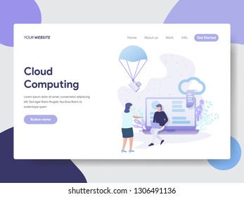 Landing page template of Cloud Computing Illustration Concept. Modern flat design concept of web page design for website and mobile website.Vector illustration