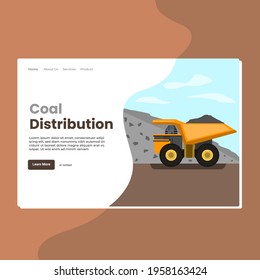 Landing page template of Coal Distribution. Modern flat design concept of web page design for website and mobile website. Easy to edit and customize. Vector Illustration