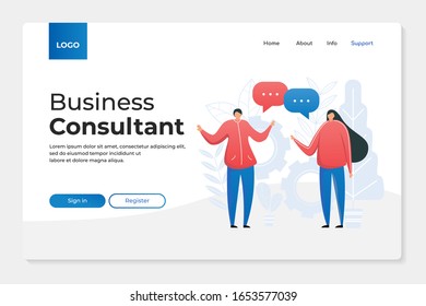 Landing page template of Consultant. Modern flat design concept of web page design for website and mobile website. Easy to edit and customize. Vector illustration