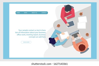 Landing page template of Contact Us. Modern flat design concept of web page design for website and mobile website.Vector illustration work.