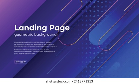 Landing page template containing modern geometric pattern or background