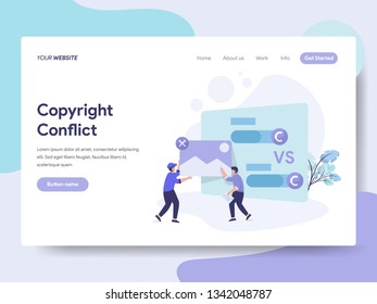 Landing page template of Copyright Conflict Illustration Concept. Isometric flat design concept of web page design for website and mobile website.Vector illustration