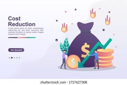 Landing page template of cost reduction in gradient effect style