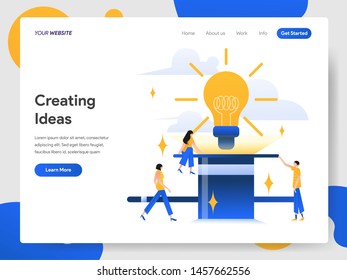 Landing page template of Creating Ideas Illustration Concept. Modern design concept of web page design for website and mobile website.Vector illustration EPS 10