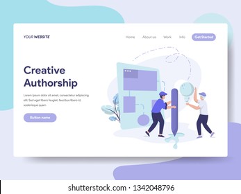 Landing page template of Creative Authorship Illustration Concept. Isometric flat design concept of web page design for website and mobile website.Vector illustration