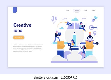 Landing page template of creative idea modern flat design concept. Learning and people concept. Conceptual flat vector illustration for web page, website and mobile website.