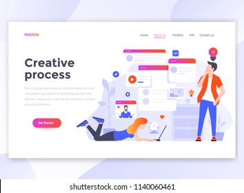 Landing page template of Creative process. Modern flat design concept of web page design for website and mobile website. Easy to edit and customize. Vector illustration