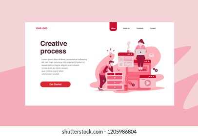 Landing page template of Creative Process Concept. Modern flat design concept of web page design for website and mobile website.Vector illustration