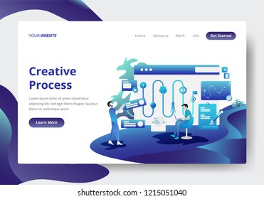 Landing page template of Creative Process Concept. Modern flat design concept of web page design for website and mobile website.Vector illustration