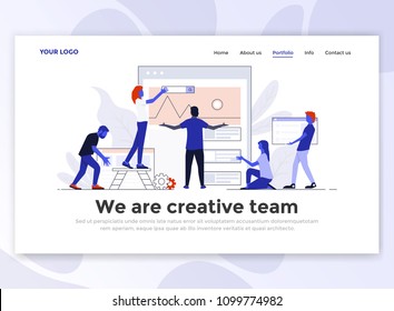 Landing page template of Creative Team. Modern flat design concept of web page design for website and mobile website. Easy to edit and customize. Vector illustration