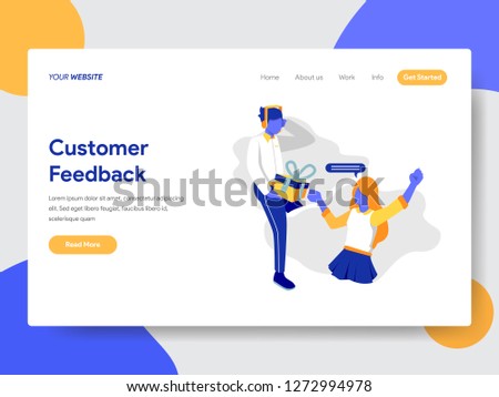 Landing page template of Customer Feedback Concept. Modern flat design concept of web page design for website and mobile website.Vector illustration