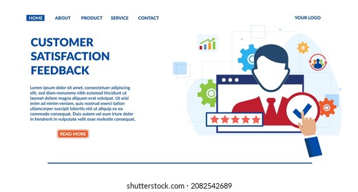 Landing page template of customer satisfaction feedback vector illustration modern style 