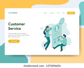 Landing page template of Customer Service Illustration Concept. Modern Flat design concept of web page design for website and mobile website.Vector illustration