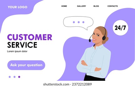 Landing page Template of Customer Support Vektor.