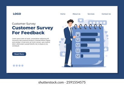 landing page template customer survey and online survey concept feedback and business insights forms market research 