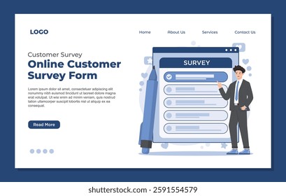 landing page template customer survey and online survey concept feedback and business insights forms market research 