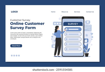 landing page template customer survey and online survey concept feedback and business insights forms market research 