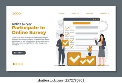 Landing page template for customer surveys and feedback reviews to enhance service quality and user satisfaction