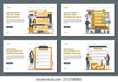 Landing page template for customer surveys and feedback reviews to enhance service quality and user satisfaction