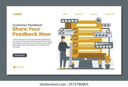 Landing page template for customer surveys and feedback reviews to enhance service quality and user satisfaction
