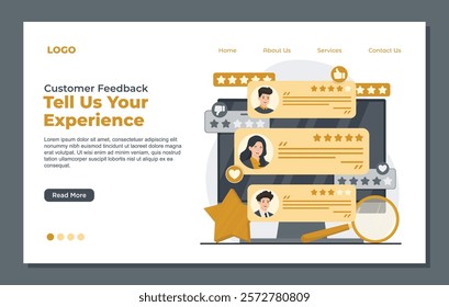 Landing page template for customer surveys and feedback reviews to enhance service quality and user satisfaction