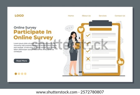 Landing page template for customer surveys and feedback reviews to enhance service quality and user satisfaction